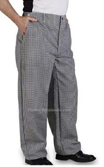 Black & White Check 65/35 Poly Cotton 7 Oz. Chef Pant - 52w-60w Inseam