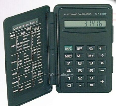 Black Digit Calculator W/ Metric Conversion Table - 2-1/2"x4"