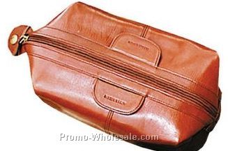 Black Veg Tanned Calf Leather Shave Kit Bag