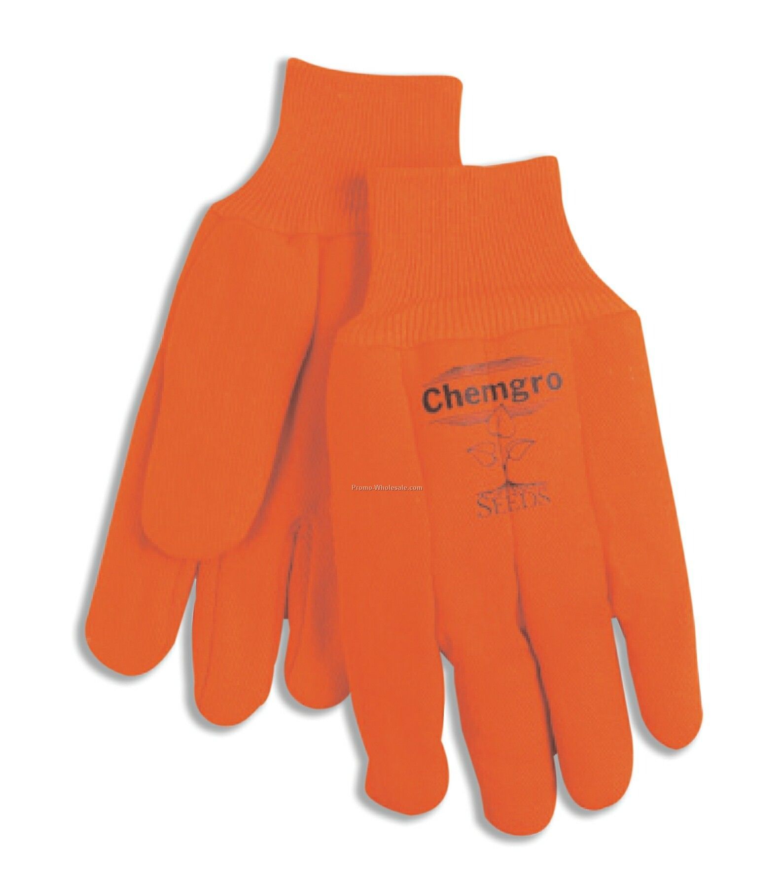 Blaze Orange Lined Cotton Canvas Glove With Knit Wrist (One Size)