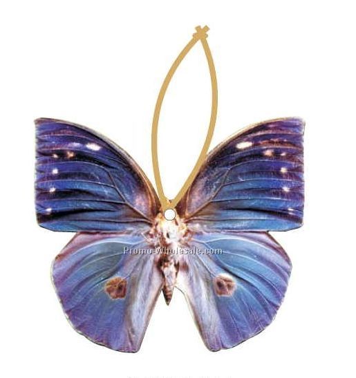Blue Butterfly Executive Line Ornament W/ Mirrored Back (12 Sq. Inch)