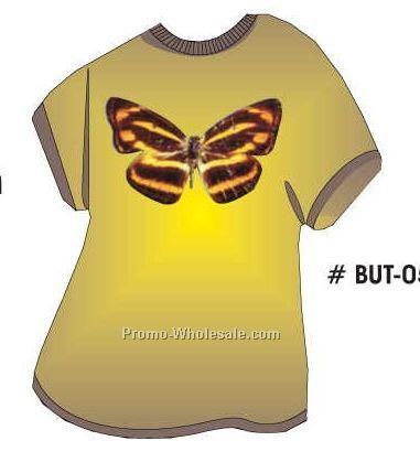 Brown & Yellow Butterfly Acrylic T Shirt Coaster W/ Felt Back
