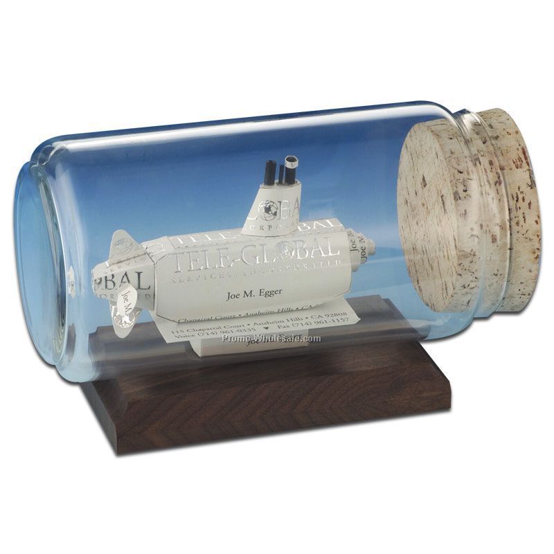Business Card In A Bottle Sculpture - Submarine