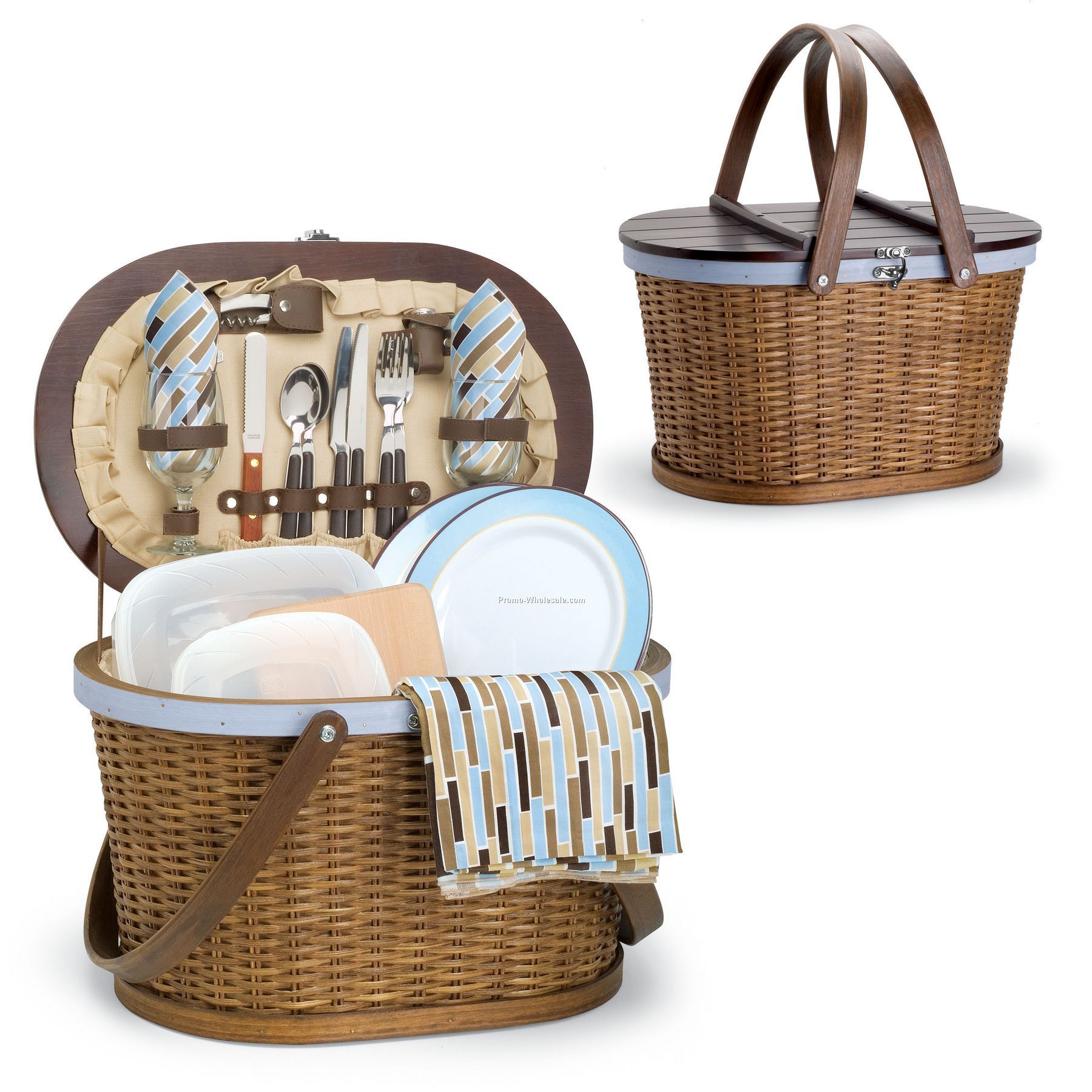 Catalina - Driftwood Classic Oval Picnic Basket With Service For 2
