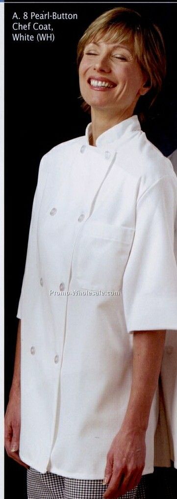 Chef Designs 10 Pearl Button Chef Coat W/ Thermometer Pocket (Xs-xl)