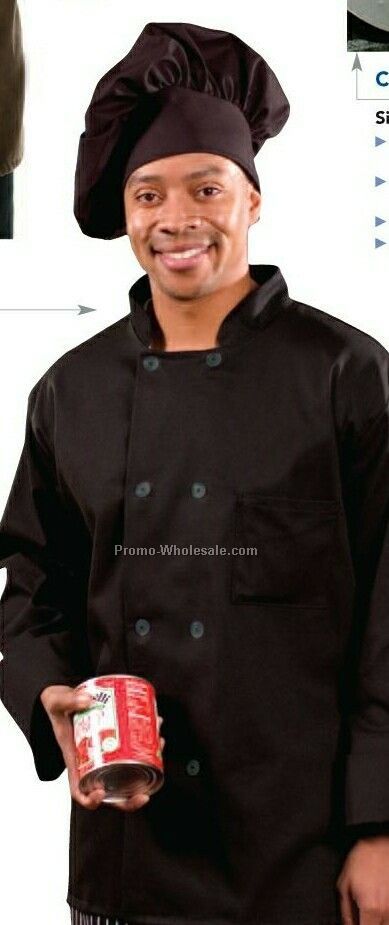 Classic Chef Coat (X-large/ Black) Traditional Twill