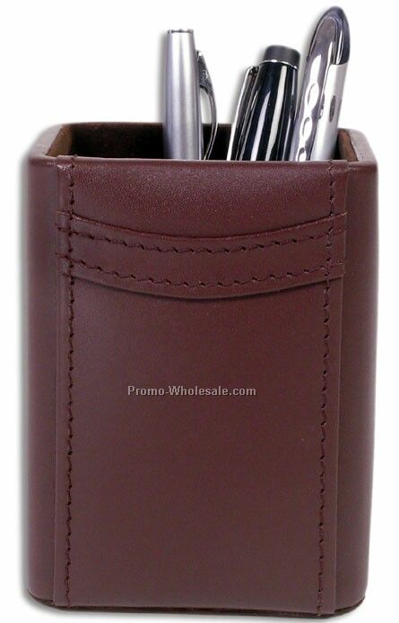 Classic Leather Pencil Cup - Chocolate Brown
