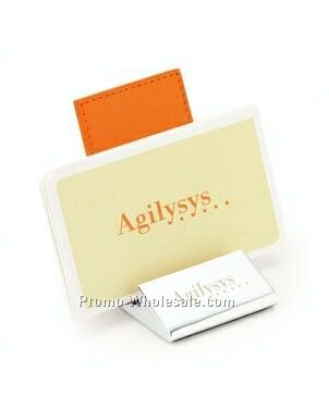 Colorplay Leather Business Card Holder W/ Chrome Base