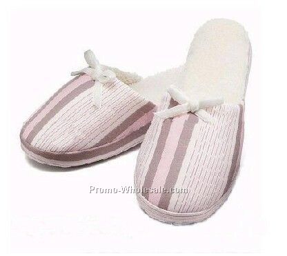 Cotton Slipper - Cotton Stripe With Bow