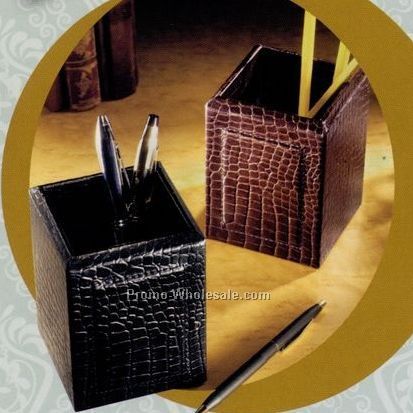 Croco Cowhide Leather Pen/Pencil Holder