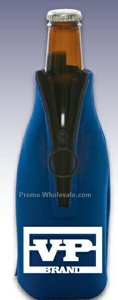 Custom Printed Zipper Bottle Kuzzy With 1 Side/1 Color