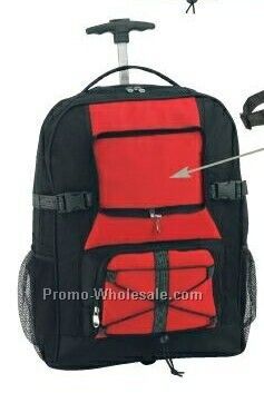 Deluxe Wheeled Polyester Backpack W/ Removable Fanny Pack
