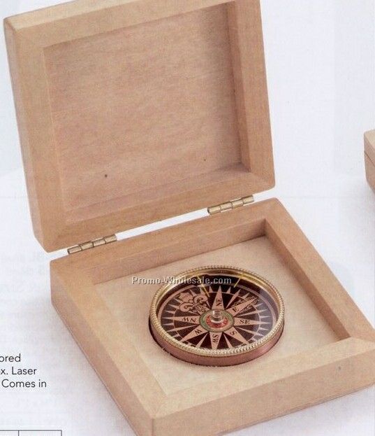 Desk Compass In Sturdy Wood Box
