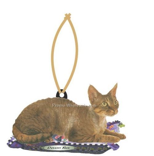 Devon Rex Cat Executive Wreath Ornament W/ Mirror Back (4 Square Inch)