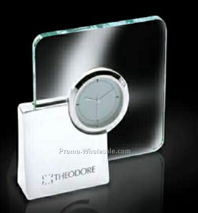 Essentials Augmenter Silver & Glass Desk Clock 3-1/2"x3-1/2"