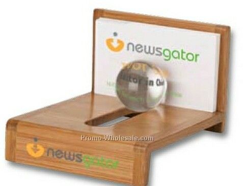 Essentials Globe Bamboo Business Card Holder 3-7/8"x2-3/4"x4-1/2"