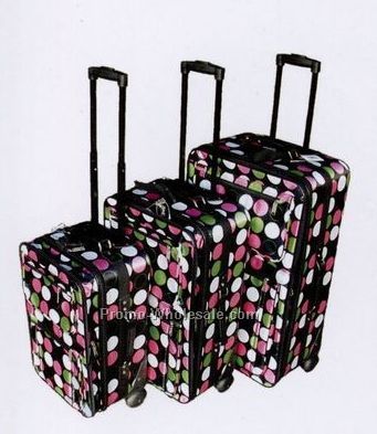 Fashion Luggage 3 Piece Set Collection B Polka Dot (Black/Pink/Green/White)