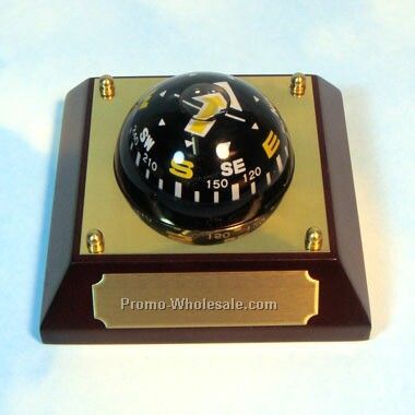 Floating Desktop Compass W/ Brass Plate (Engraved)