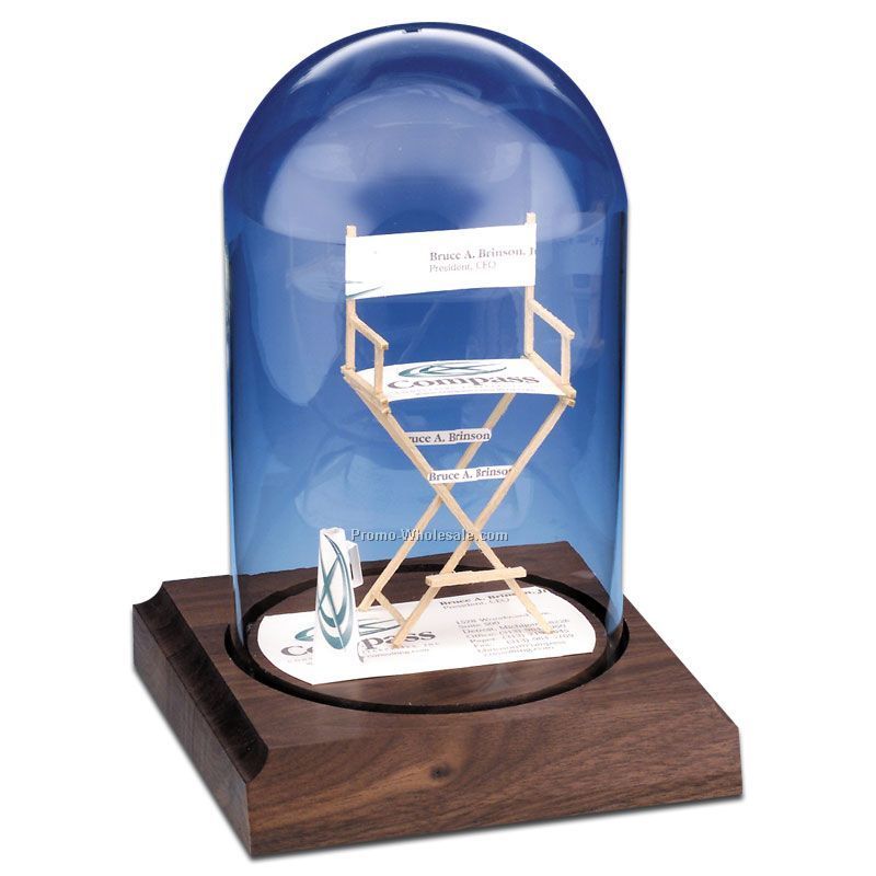 Glass Dome Business Card Sculpture - Directors Chair