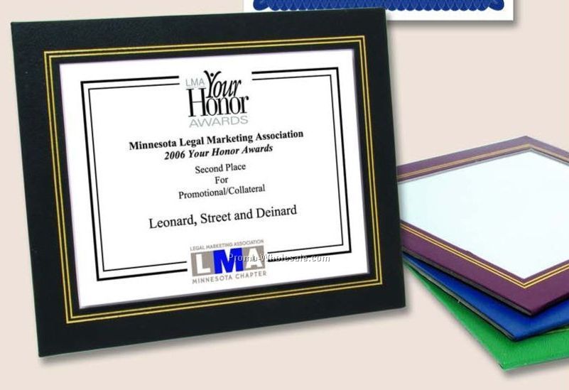 Green Leatherette Certificate Frames