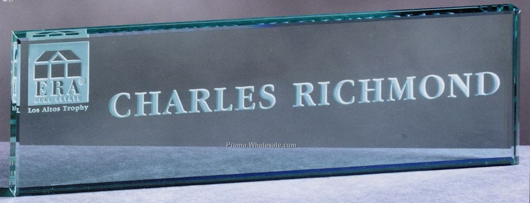 Jade Glass Nameplate - 8"x3"