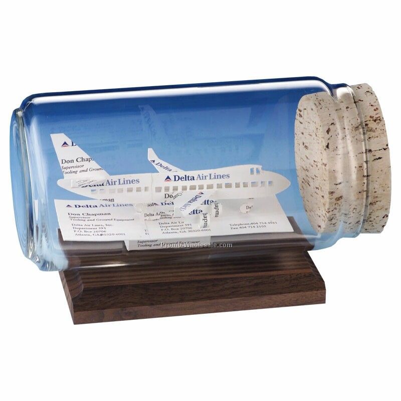 Jumbo 747 Jet Business Cards In A Bottle Sculpture