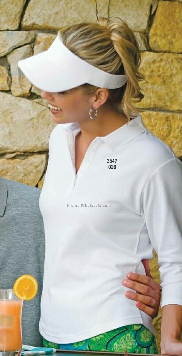 Ladies 3/4 Sleeve Knit Player Polo Shirt (Xs-xl)