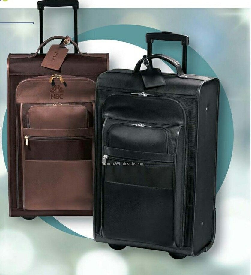 Leather/ Nylon Metro Suitcase On Wheels (13-1/8"x23-1/8"x13-3/4")