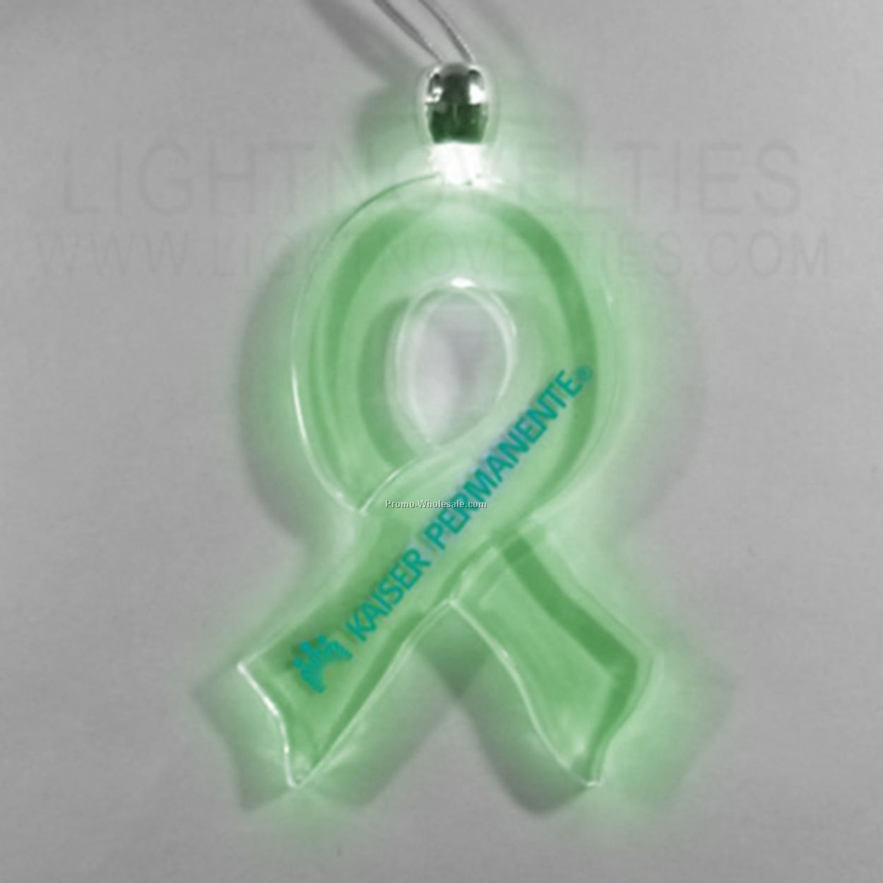 Lighted Necklace - Ribbon - Green Or Blue