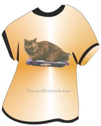 Manx Cat Acrylic T Shirt Coaster W/ Felt Back