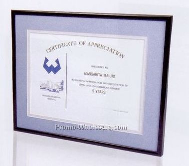 Matte Black Backload Aluminum Certificate Frame W/ Brushed Sides