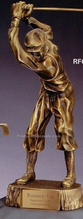 Metal Plated Resin Sculpture - 15" Male Golfer