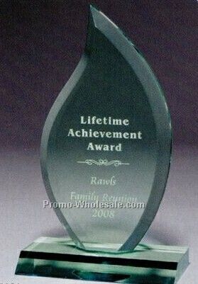 Multi Faceted Jade Green Acrylic Flame Award (Screen Printed)