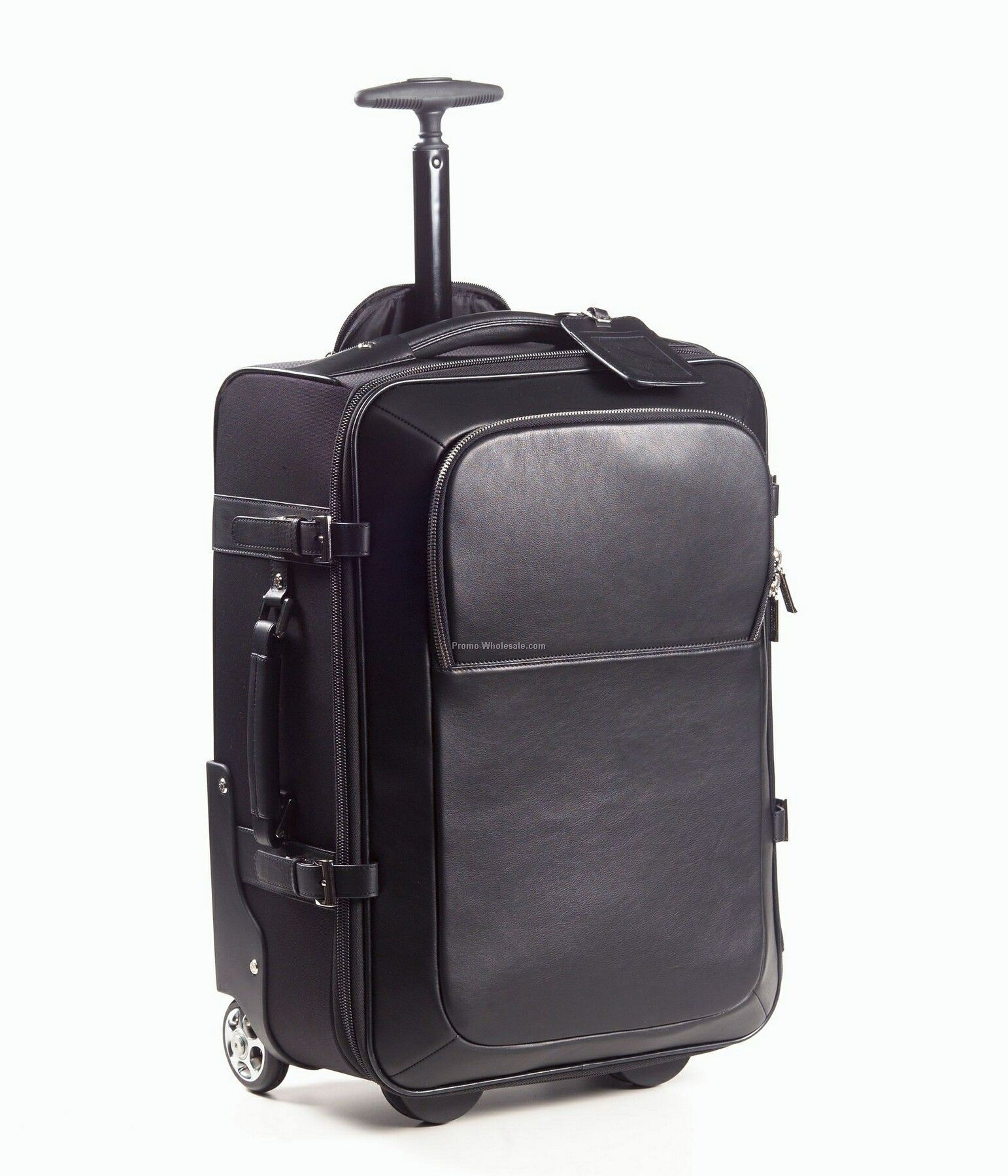 Nylon And Leather Rolling Carry On Bag