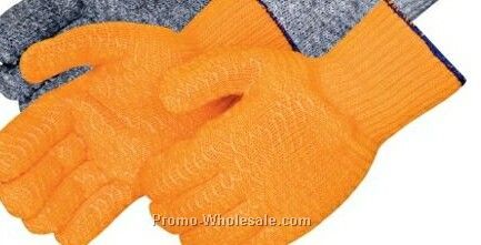 Orange Knit Glove With 2-sided Clear Pvc Honeycomb