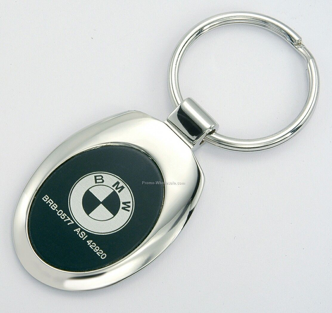 Oval Chrome & Black Key Holder
