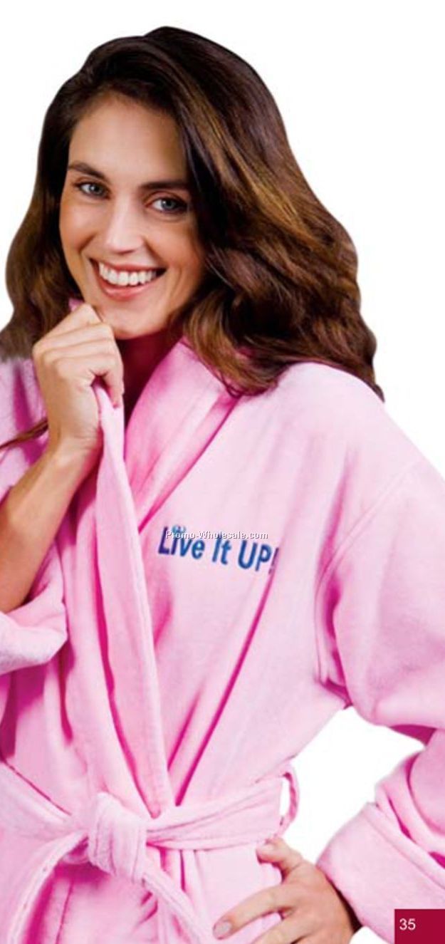 Petite Cut Terry Velour Shawl Collar Robe - S/M (Embroidered) Colors