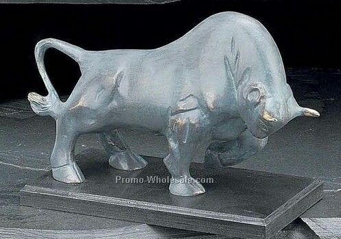 Pinnacle Bull With Verdigris Finished Metal Sculpture