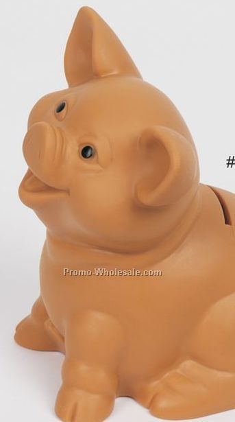 Pottery Look Large Sitting Terra Cotta Pig Bank