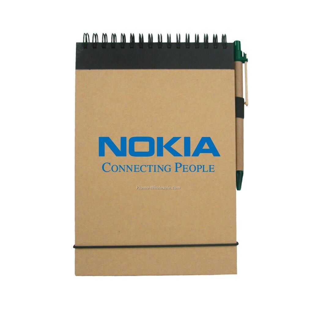 Recycled Reporter Style Notebook W/ Pen (Green)