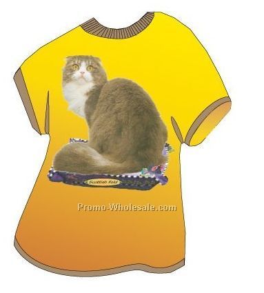 Scottish Fold Cat Acrylic T Shirt Coaster W/ Felt Back