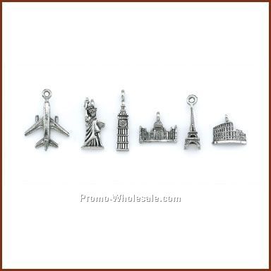 Set Of 6 Travel Stock Wine Charm On Card