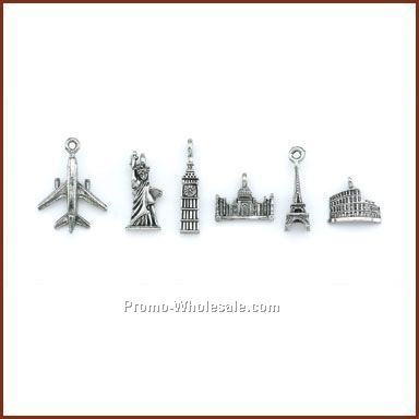 Set Of 6 Travel Stock Wine Charm On Card