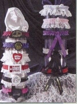 Single Bottom Laced Armband W/Imprint Ribbon & Rosette (1 Color)