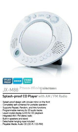 Splash Proof Mirror Shower CD Player