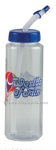 Sport Bottle 32 Oz. Clear Body With Straw Lid