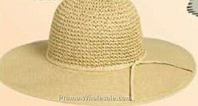 Straw Hand Crocheted Crown W/ 4" Brim (One Size Fits Most)