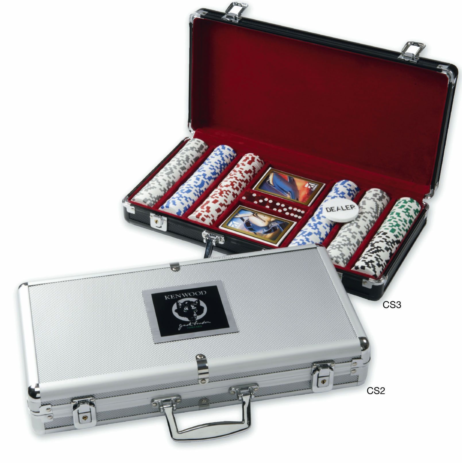 The High Roller Silver Poker Case W/ 5 Dice