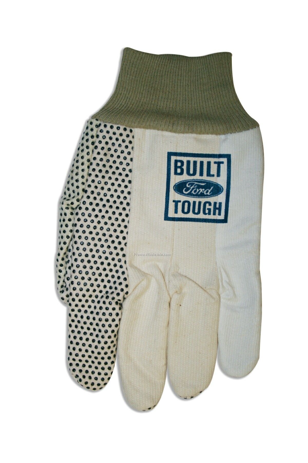 Two-tone Cotton Canvas Glove With Black Pvc Dot Detail (One Size)