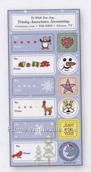 White Paper Christmas Gift Stickers With Snowman Face